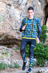 Collant Running Homme Jaune Bleu [Made in France]