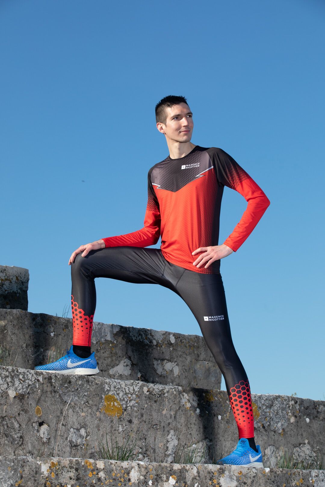 Collant Running Homme Rouge Made in France