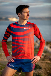 Manches Longues Running Homme Rouge Bleu [Made in France]