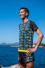 Manches Courtes Running Homme Jaune Bleu [Made in France]